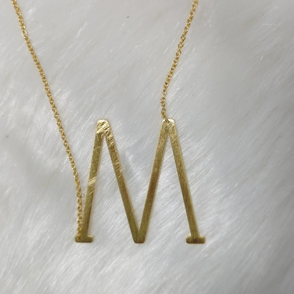 Anthropologies Gold Tone LETTER "M" Necklace - Picture 2 of 6